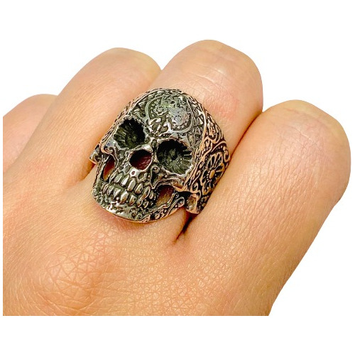 Ao 347  Anillo Calavera Mexicana Plata 925