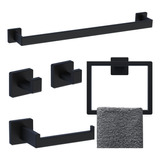 Ewfen Juego De Accesorios De Baño, 5 Piezas, Negro Mate, Toa