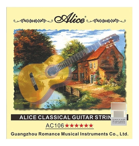 Cuerdas Guitarra Clasica 285-44 Alice Ac106-h