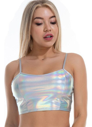 Ropa De Club Rebralette Para Mujer, Holográfica, Con Correa