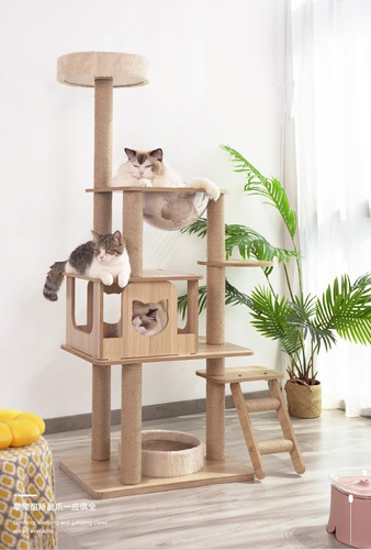 Rascador Torre Árbol Para Gato Con Casita Y Burbuja 143cm