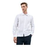 Abito Guayabera De Lino Manga Larga Color Blanco Mod. Uman 100% Lino, Camisa Guayabera Yucateca De Lino