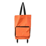 Bolso Changuito Compras Plegable Ruedas Convertible Super Color Naranja