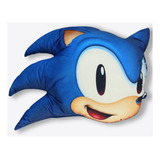 Almofada Sonic Speed Ouriço Cabeça Decorativo Quarto Sala Cor Azul