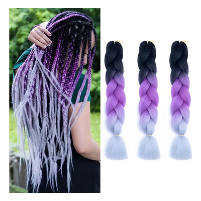Extensiones 100% De Kanekalon Puro Para Trenzas Africanas Color Negro púrpura gris SYGIRLISH | Envío gratis