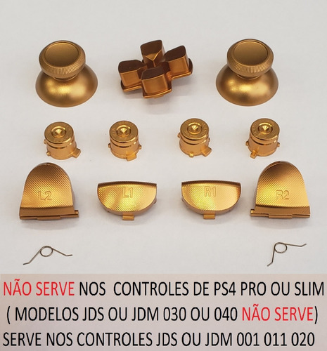 Kit Botões R2 R1 L2 L1 + 2 Analogicos Aluminio Ps4 3 Cores