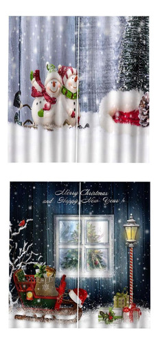 2 Pcs Cortinas Opacas Impresos 3d Tema De Navidad Para