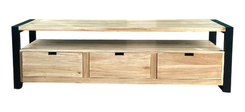 Mesa De Tv Estilo Industrial Hierro Madera 180cm Cybermonday