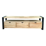 Mesa De Tv Estilo Industrial Hierro Madera 180cm Cybermonday