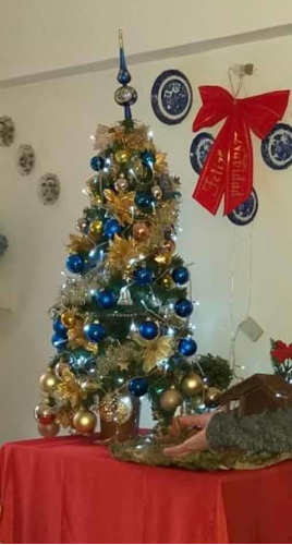 Árbol De Navidad Completo Dorado Y Azul