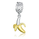 Charm 100% Plata 925 Dije Plátano Fruta Para Pulsera Pandora