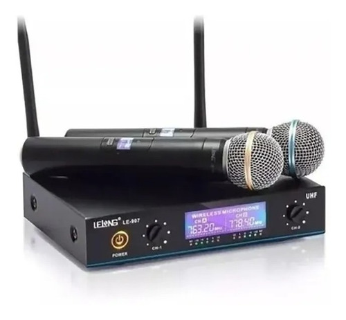 Kit Microfone Sem Fio Profissional Uhf Digital Bivolt Le-907