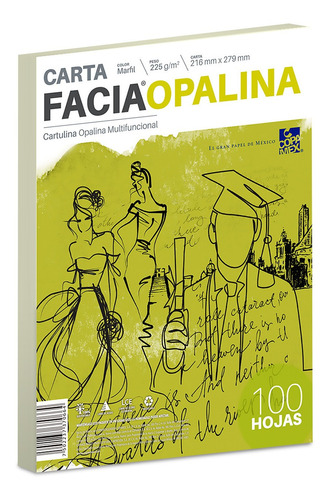 Papel Facia Opalina Marfil 225 Gr Carta - Paquete 100 Hojas