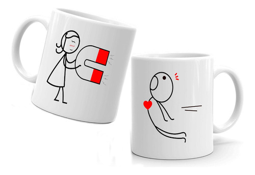 Par Tazon/taza/mug Imán De Amor Atracción Enamorados 