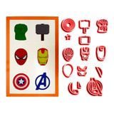 Kit Cortadores Pasta Americana Vingadores Super Herois 7pcs