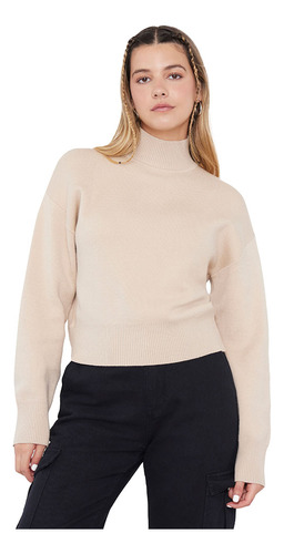 Sweater Mujer Cuello Moc Regular Beige Corona