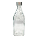 Botella De Vidrio Para Jugo Agua Con Tapa De Metal Diseño Color Cuadrado