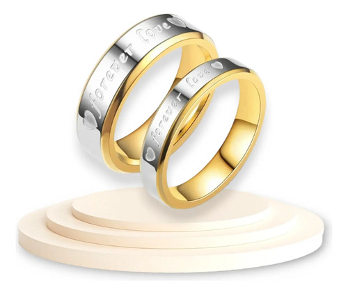 2 Anillos Forever Love Platinados De Promesa Para Novios