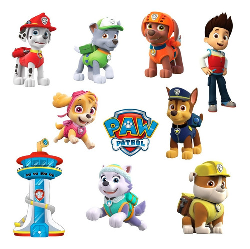 Figuras Paw Patrol Base Rígida Kit 10 Pzas Coroplast