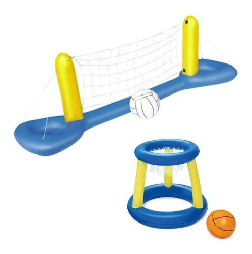 Conjunto De Voleibol Inflável Com Bola + Cesta De Basquete