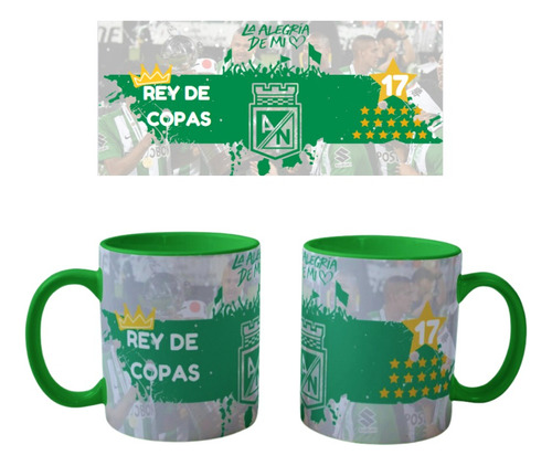 Mug Taza Con Color De Fondo De Atlético Nacional Verde Negro