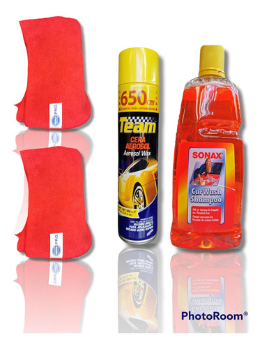 Kit Lavado De Auto / Moto Shampoo Cera Paño