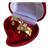 Alianças Casamento Par Banhada Ouro 18k 6mm + Anel Solitario