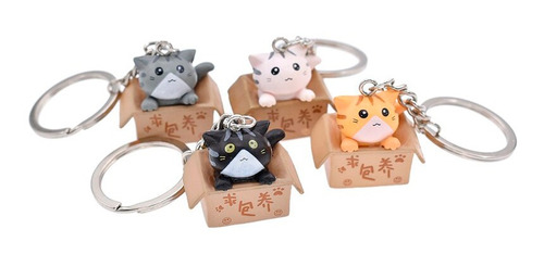 Llavero De Gatito En Caja Gatos Estilo Kawaii Gatito Coreano