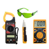 Kit Medição Alicate Amperímetro+ Multímetro+ Detector Tensão