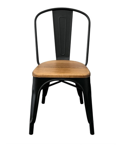 Silla Tolix Con Asiento De Madera