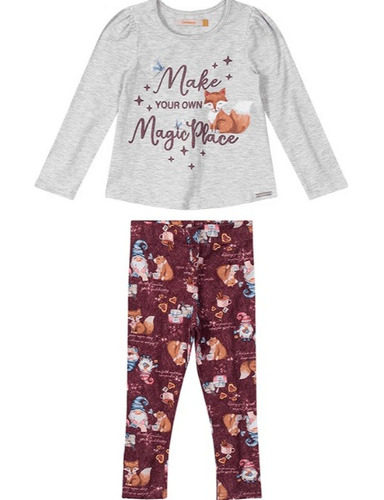 Conjunto Infantil Menina Meia Estação Com Estampa Glitter  