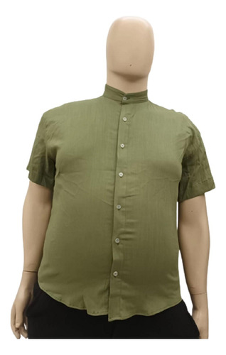 Camisa De Vestir De Lino Hombre Talles Espaciales Cuello Mao