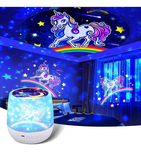 Proyector De Luz Nocturna De Unicornio Y Estrella Para Niños