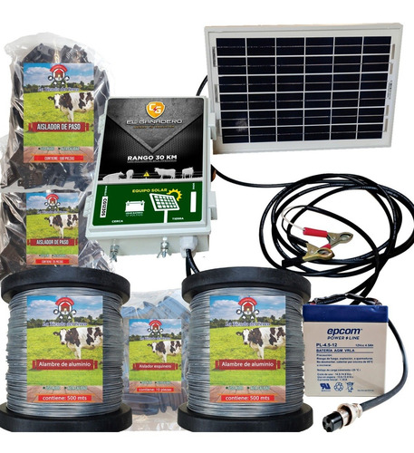 Cerco Electrico Ganadero Kit Solar (30 Km) + 2 Km De Alambre