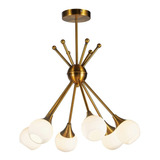 Lustre Luminaria Bola Pendente 6 Globo Jabuticaba Moderno Cor Dourado 110v/220v