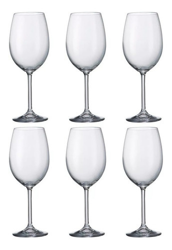 6 Taças Vidro Crystal Bohemia Gastro Vinho Branco Água 350ml Cor Incolor