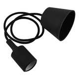 Socket Negro E27 Estandar Colgante Cable Textil 90cm Silicon