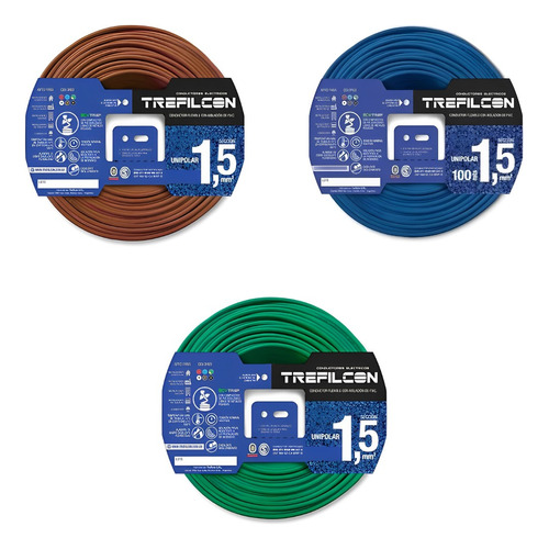 Cable 1 5 Mm Trefilcon Pack X 3 Rollos De 50 Metros - Cobre