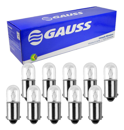 10 Lâmpada Gauss Miniatura Incolor Tw4 12v Ba9s 1 Polo