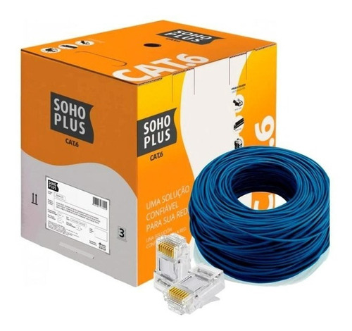 Cabo De Rede Azul Utp Rj45 Cat6 Furukawa Sohoplus 15 Metros