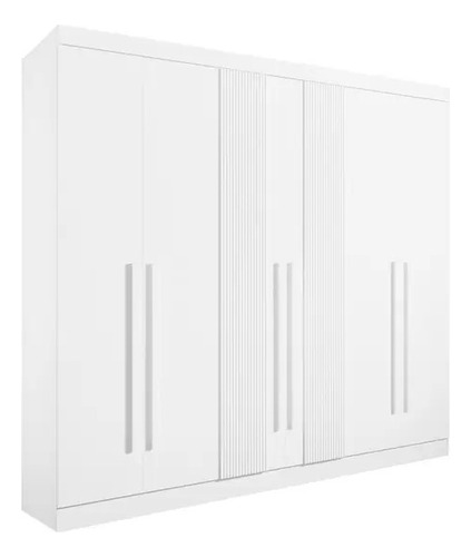 Guarda Roupa Casal Da Vinci 6 Pts Branco Ripado Ddoro 