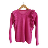 Blusa Sweters Manga Larga  Volados Mujer 