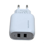 Carregador Potente 5.1a 25w Com 2 Saida Usb + Cabo Tipo C Cor Branco