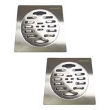 Set X2 Rejilla Piso Acero Inox 12x12 Anti Pelos Insectos