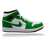 Tenis Jordan 1 Mid Lucky Green Original 