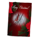 Toalla 3d Rose Redbird And Poinsettias-feliz Navidad, 15 U