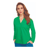 Camisa Casual Dama Verde Cuello Mao 992-71