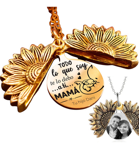 Dije Girasol Para Mamá + ( Foto Personalizada)