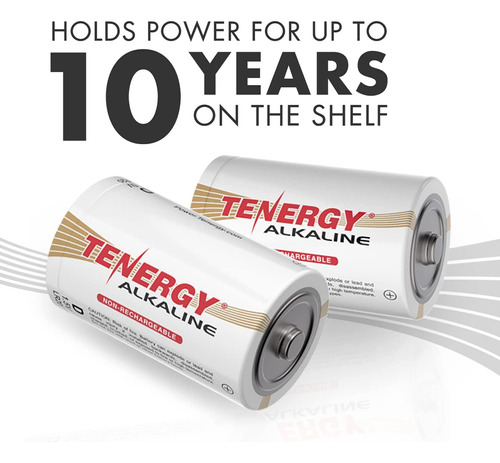 Tenergy Batería Alcalina Lr20 De 1.5 V D, Baterías No Recarg