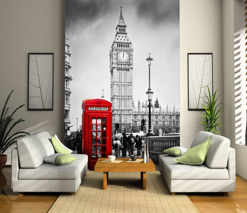 Papel De Parede 3d Londres Cabine Big Ben 9,5m² Ncd124